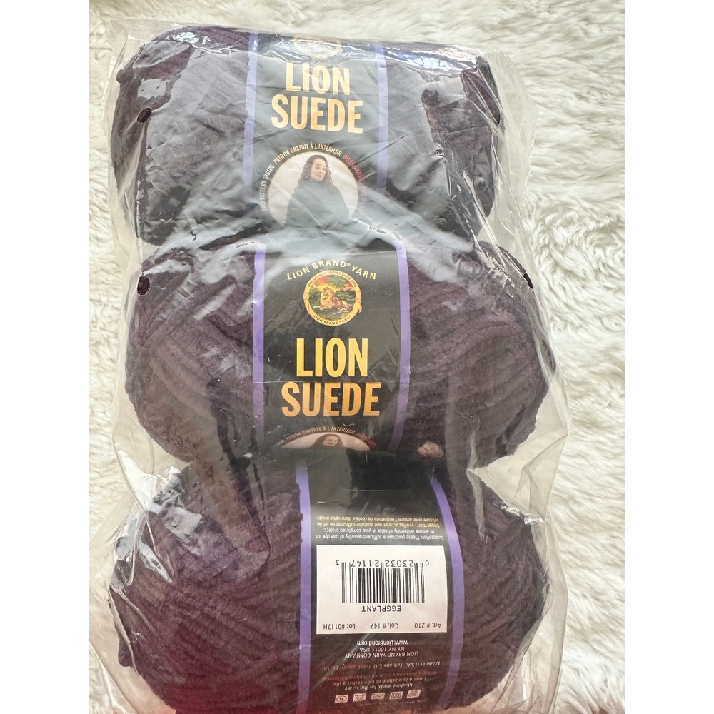 Lion Brand Lion Suede Yarn Eggplant Color 147 Lot 0117H 3 Skeins Total